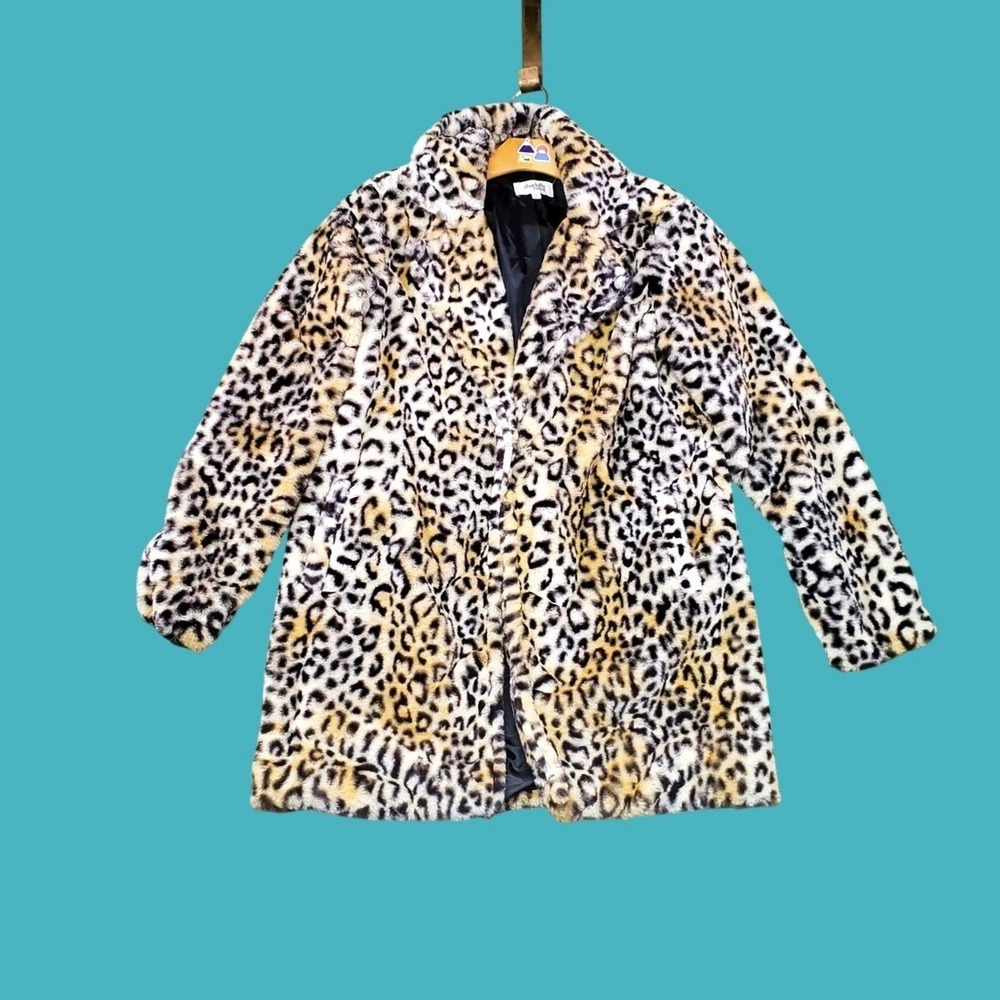 Charlotte Russe Faux Fur Coat Women Medium Leopard Print Soft